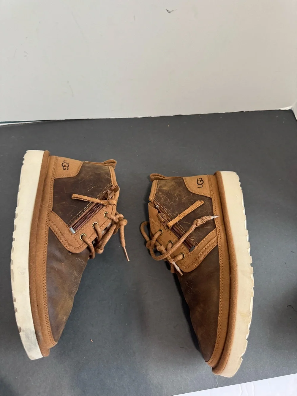 UGG Neumel Zip Men’s 6 Brown Leather Boots 1103883 Fits Women 7.5 / Kids 6